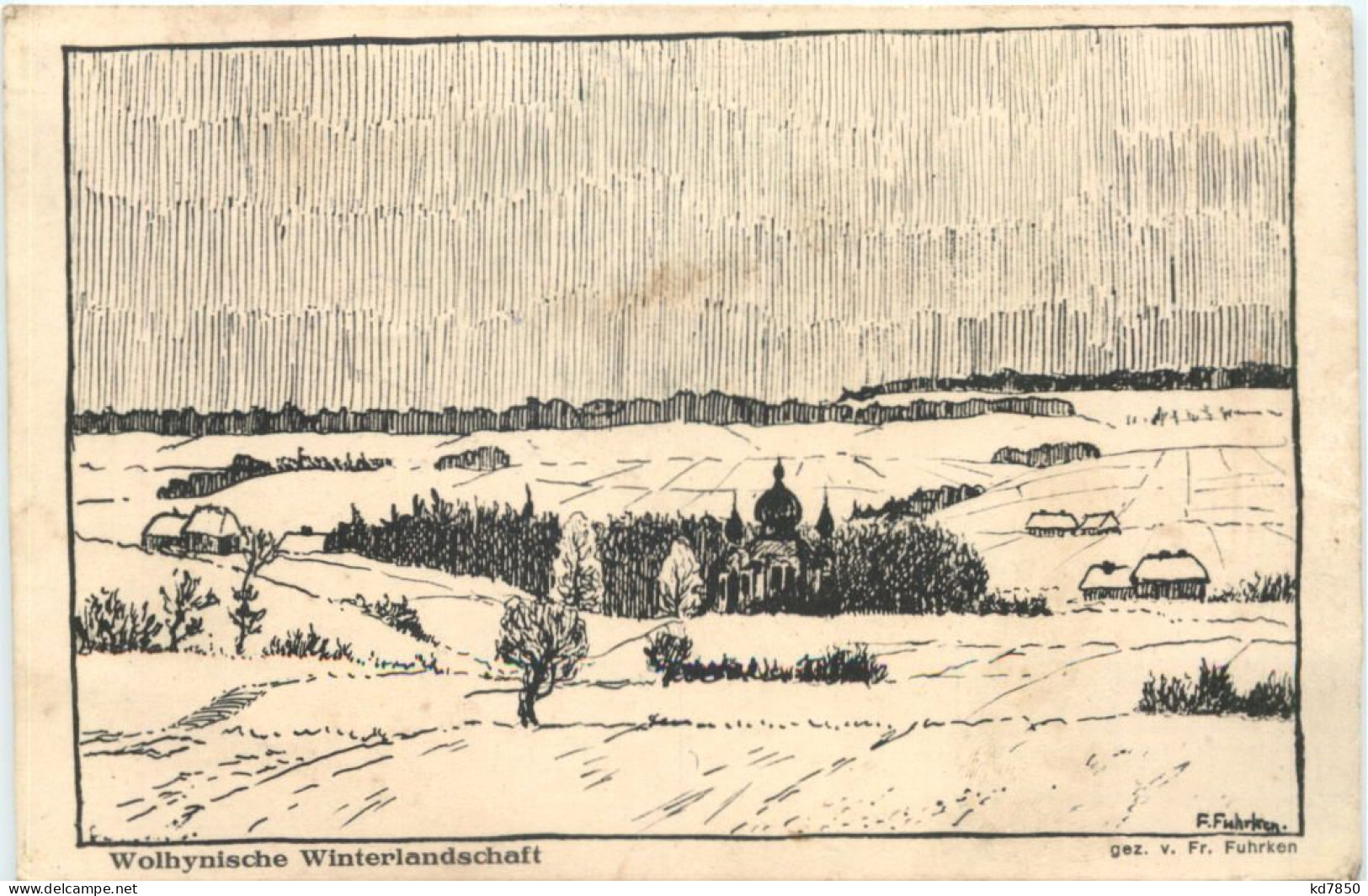 WW1 Wolhynische Winterlandschaft - Feldpost - War 1914-18