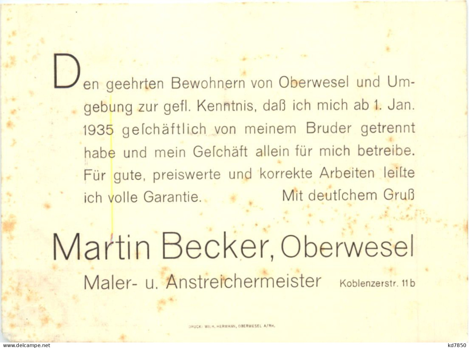 Oberwesel - Martin Becker Malermeister - Oberwesel