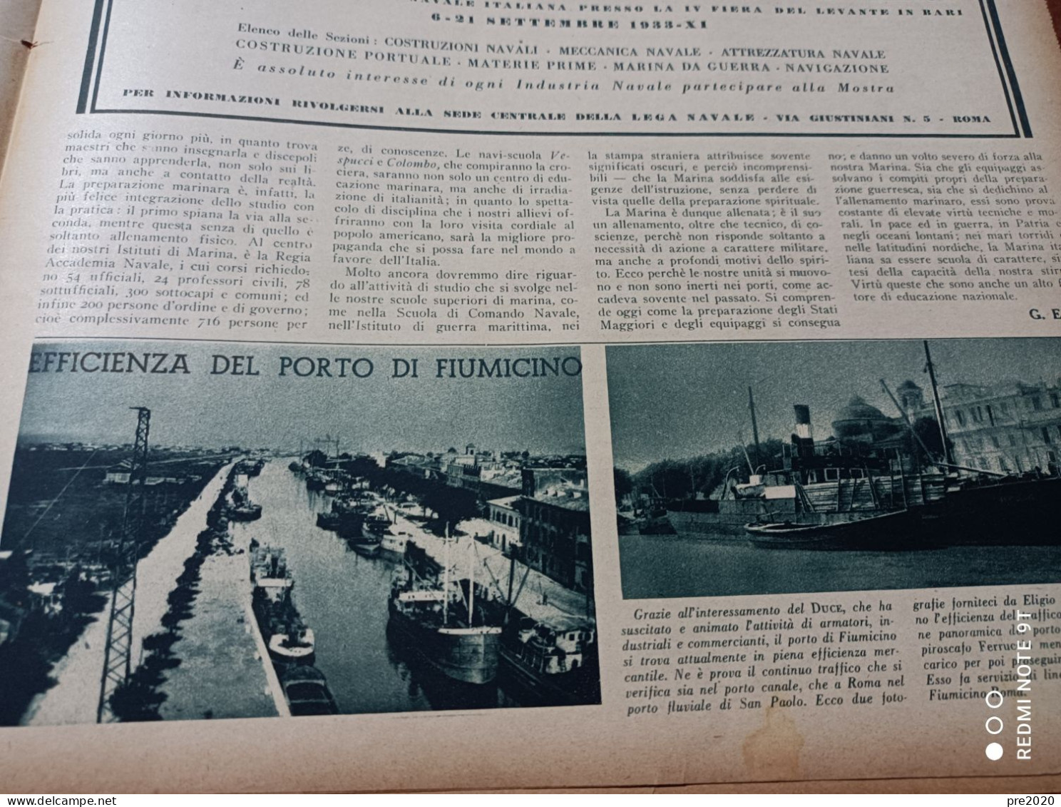 L’ITALIA MARINARA 1933 PORTO DI FIUMICINO LIVORNO - Sonstige & Ohne Zuordnung