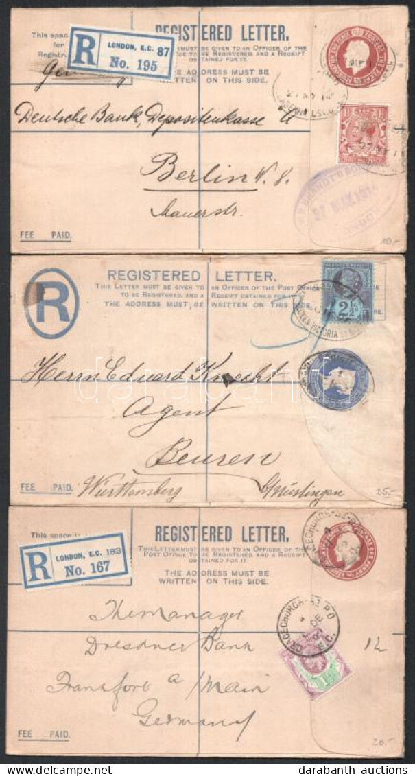 O Nagy-Britannia 1895-1914 3 Db Ajánlott Díjjegyes Levél - Other & Unclassified