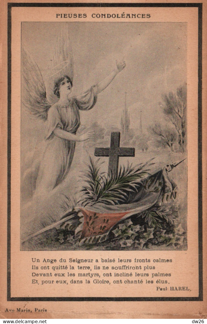 Pieuses Condoléances - Un Ange Du Seigneur... Poème De Paul Harel - Carte Ave Maria, Paris - Otros & Sin Clasificación