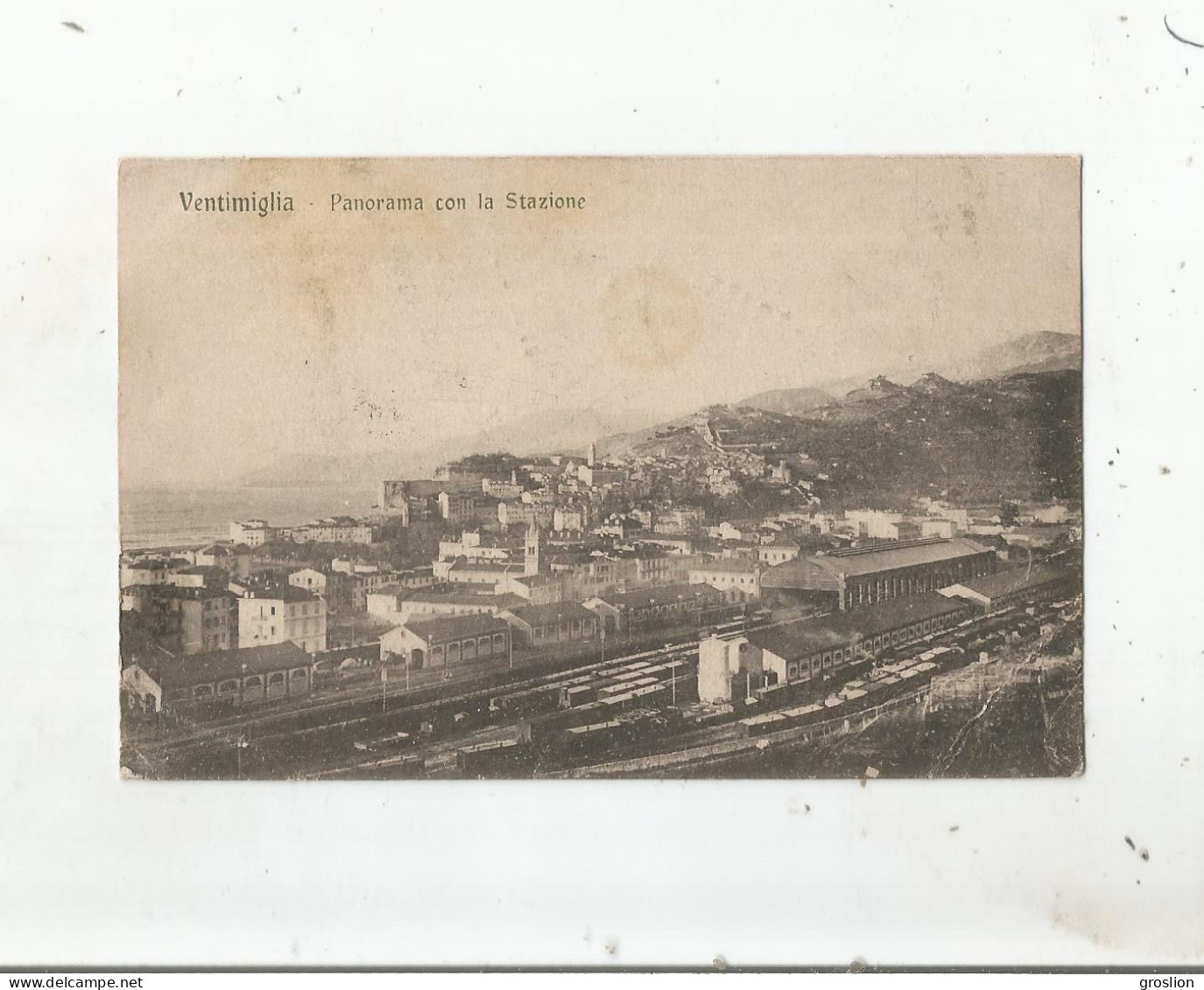 VENTIMIGLIA CARTE AVEC CACHET MILITAIRE SERVICE DES CHEMINS DE FER LE COMMISSAIRE MILITAIRE VENTIMILLE 1917 GUERRE14/18 - Marcophilie