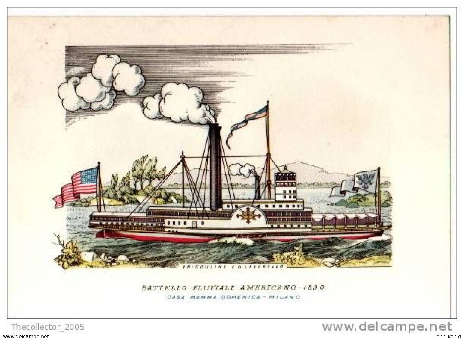 CARTOLINA SERIE  BARCHE DEL MONDO (WORLDWIDE BOATS-SHIPS POSTCARDS) - BATTELLO AMERICANO (AMERICAN BOAT RIVER) - Banche