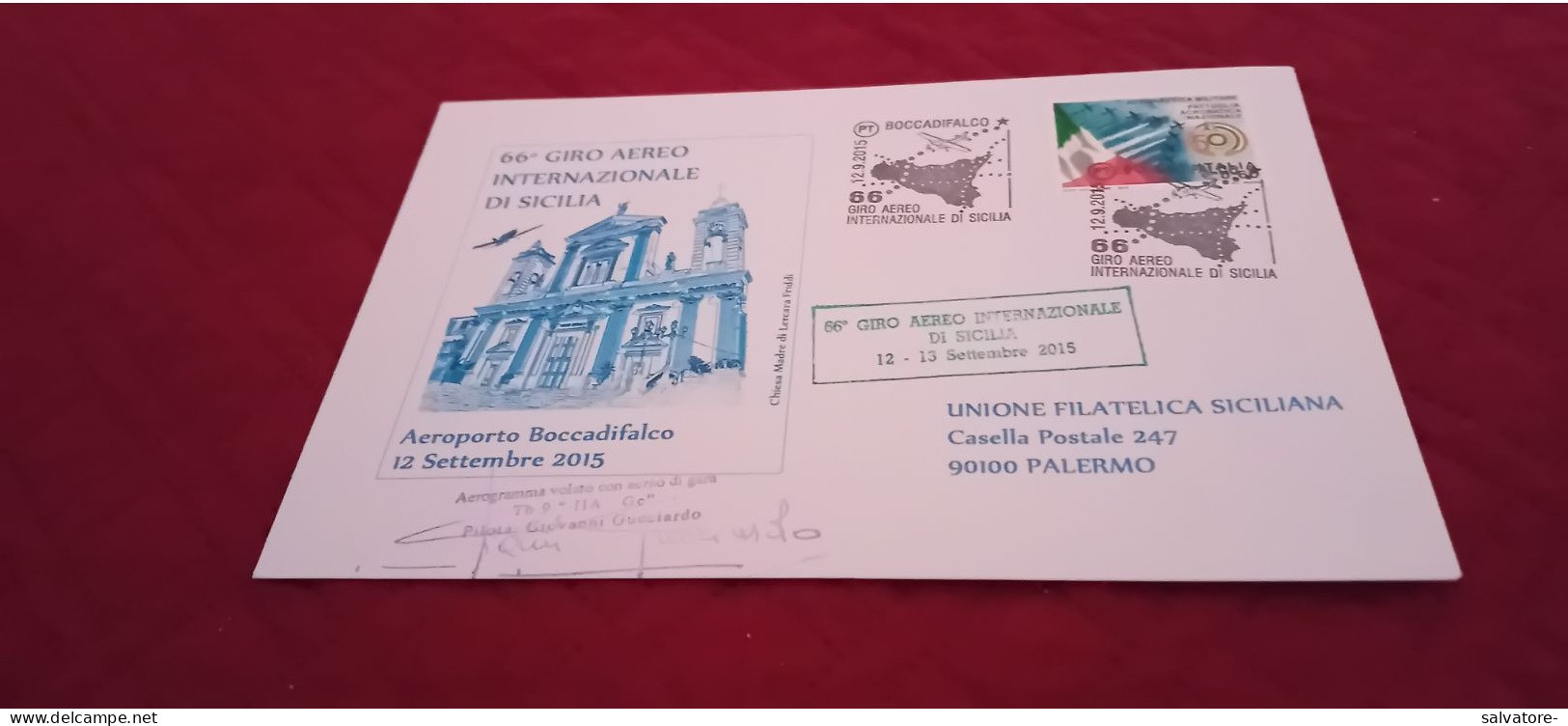 LETTERA 67° GIRO INTERNAZIONALE DI SICILIA-2016 - Aerei