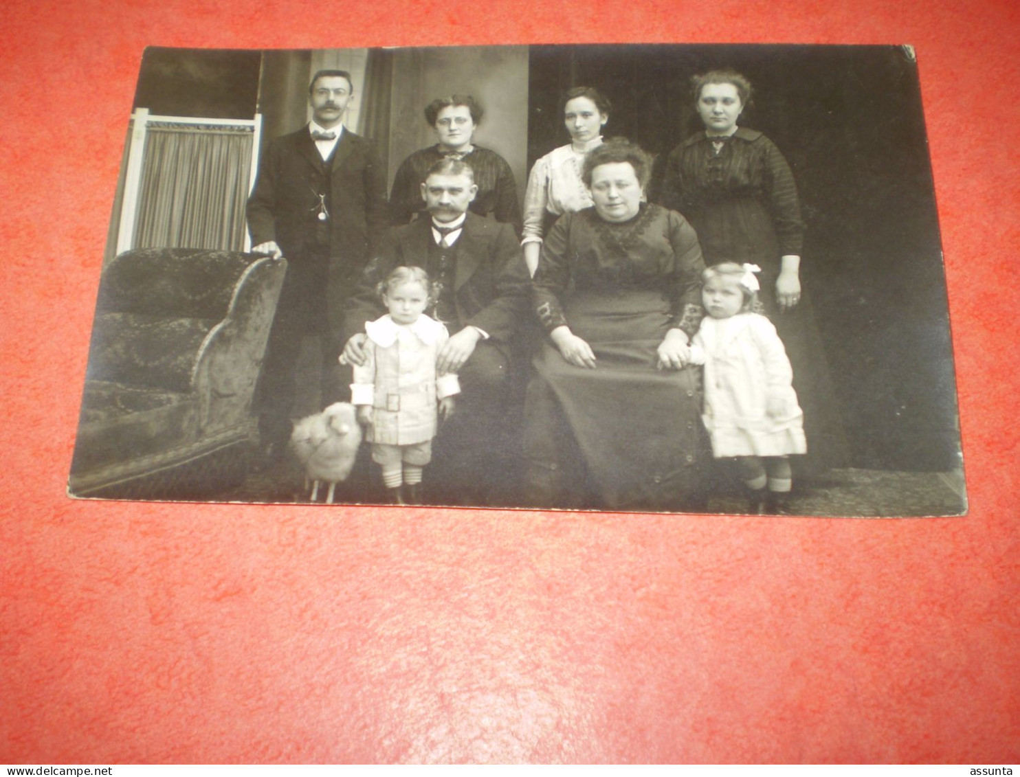 Carte Photo D'une Famille, C. Leclercq à Pont à Celles - Fotografía