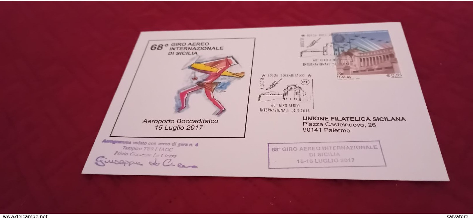 LETTERA 68° GIRO INTERNAZIONALE DI SICILIA-2017 - Aerei