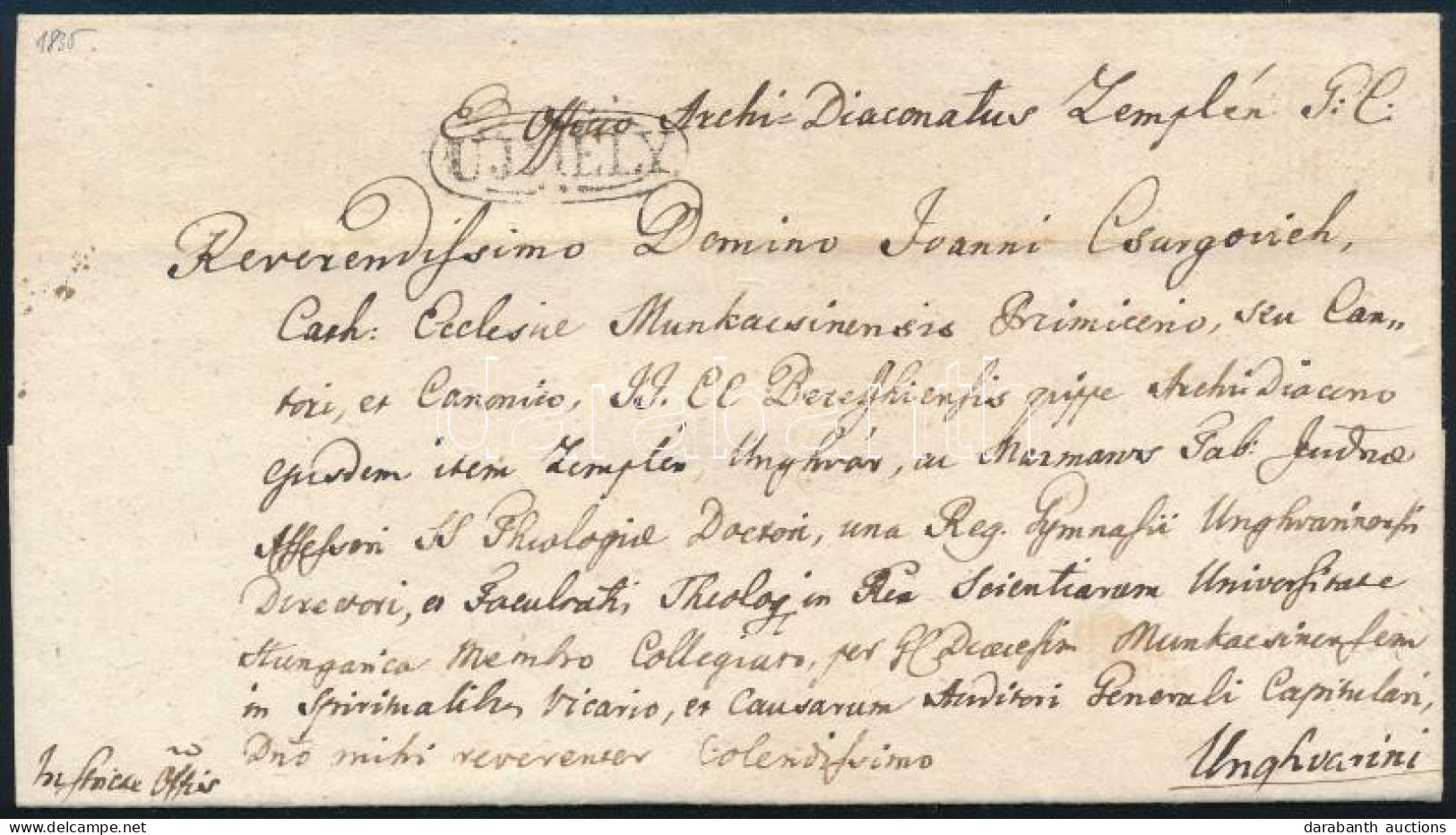 1835 Ex Offo Látványos 9 Soros Címzéssel "ÚJHELY" - Ungvár - Other & Unclassified