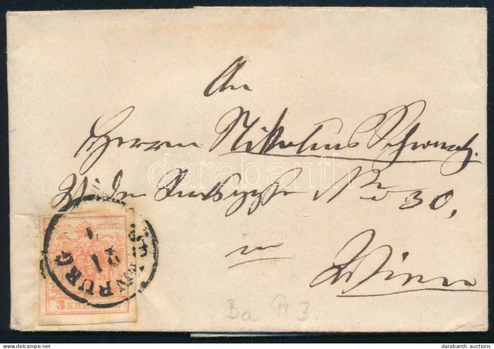 ~1853 3kr Levélen "ODENBURG" - Other & Unclassified