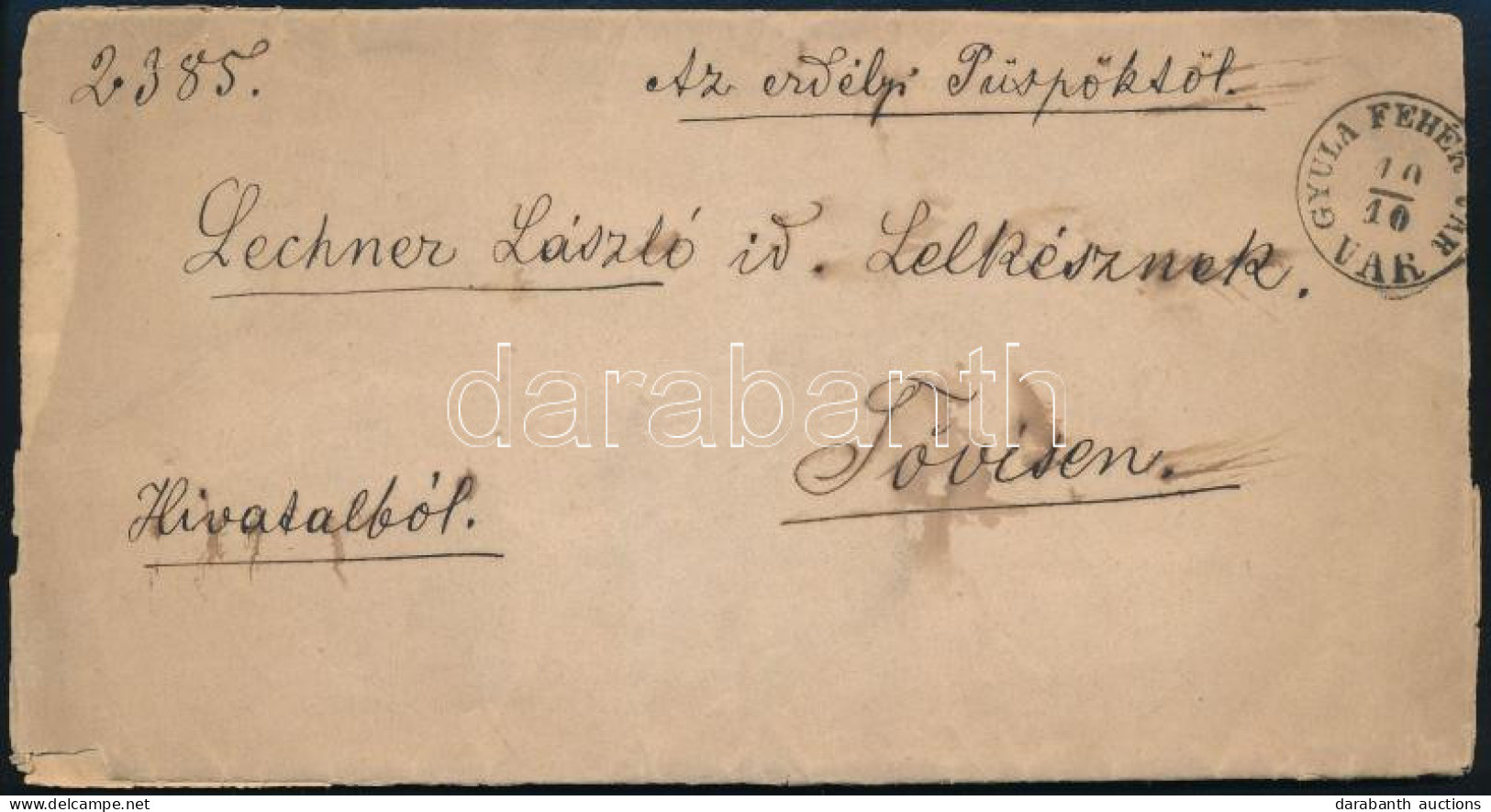 1870 Hivatalos Levél A Gyulafehérvári Püspöktől (Fogarasy Mihály) Tartalommal, Viaszpecséttel - Autres & Non Classés