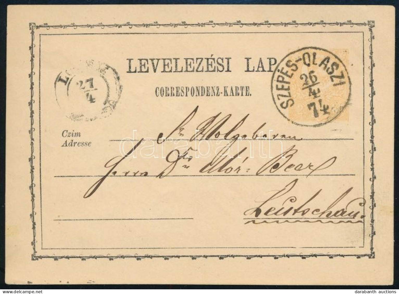 1874 2kr Díjjegyes Levelezőlap / PS-card "SZEPES-OLASZI" (Gudlin 250 P) - Otros & Sin Clasificación