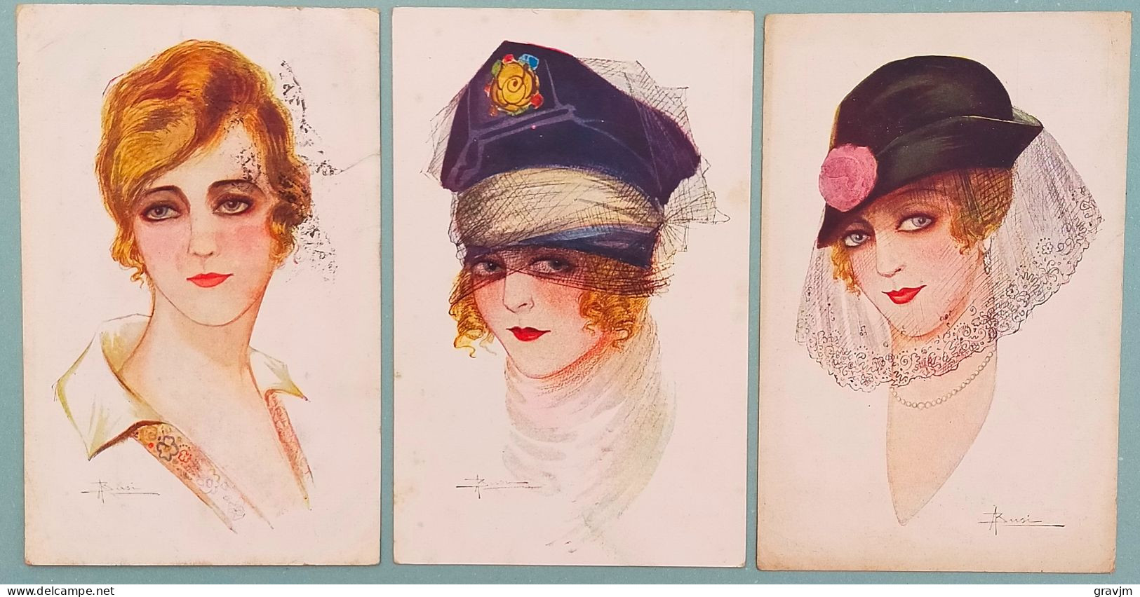 Illustrateur Italien A. BUSI - Cartes Postales - ACB N° 34-1, 34-2 Et 34-3 - Femme - Art-déco - Etat Voir Scan - Busi, Adolfo