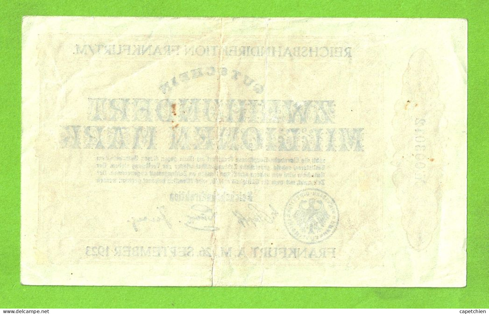 ALLEMAGNE / NOTGELD Der STADT FRANKFURT Am MAIN / ZWEIHUNDERT MILLIONEN MARK /  N° 003012 / 26 SEPTEMBRE 1923 - Lokale Ausgaben