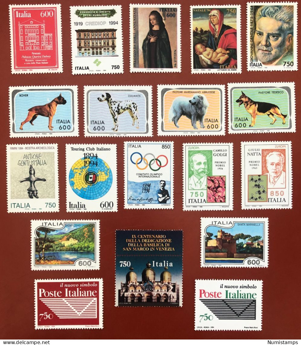 1994 - Italian Republic (19 New Stamps) MNH - ITALY STAMPS - 1991-00: Mint/hinged