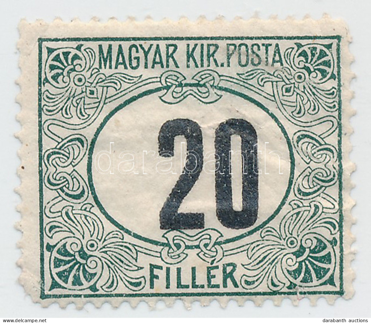 ** 1909 Zöldportó (I.) 20f (12.000) (gumihiba, Ráncok, Saroktörés, Sarokfog Hiány / Gum Disturbance, Creases, Missing Co - Sonstige & Ohne Zuordnung