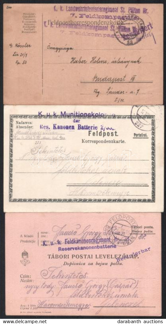 1915-1917 3 Db Tábori Posta Levelezőlap - Otros & Sin Clasificación