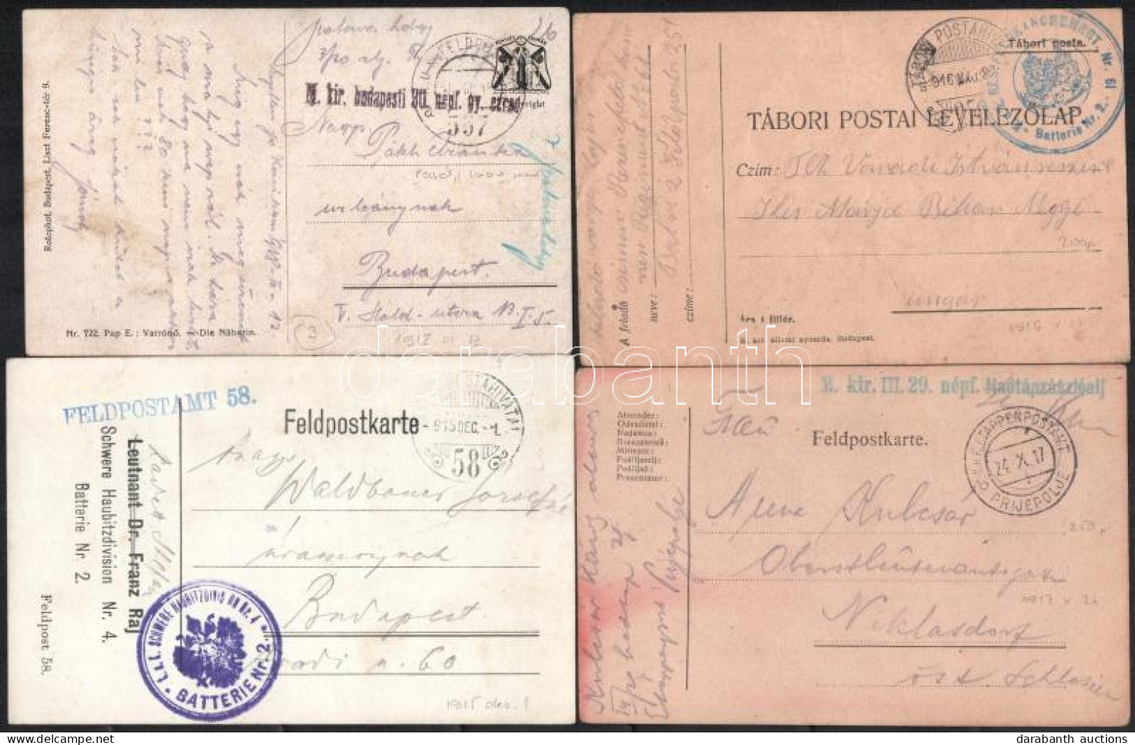 1915-1917 4 Db Tábori Posta Küldemény - Other & Unclassified