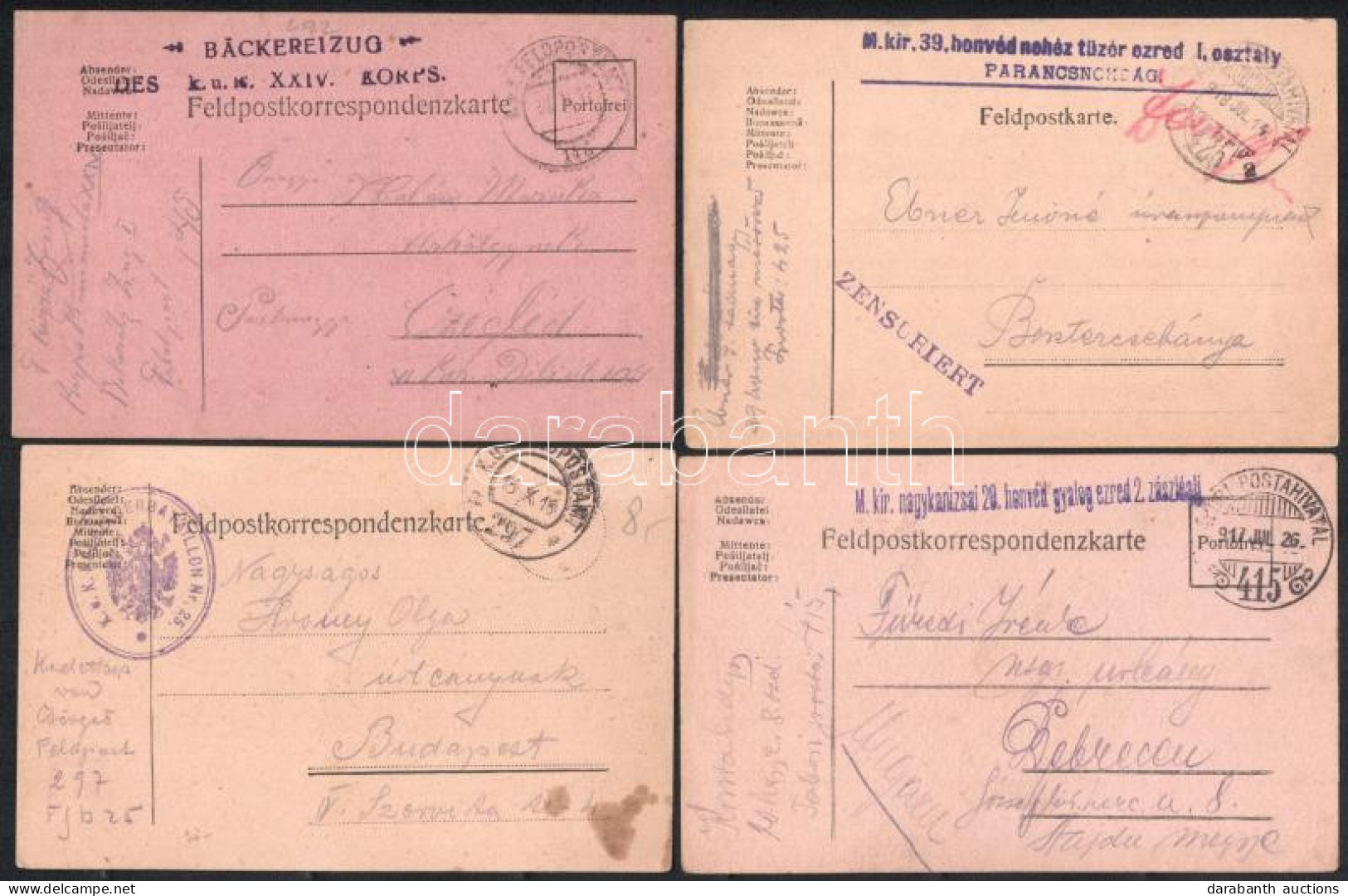 1916-1918 4 Db Tábori Posta Levelezőlap - Other & Unclassified