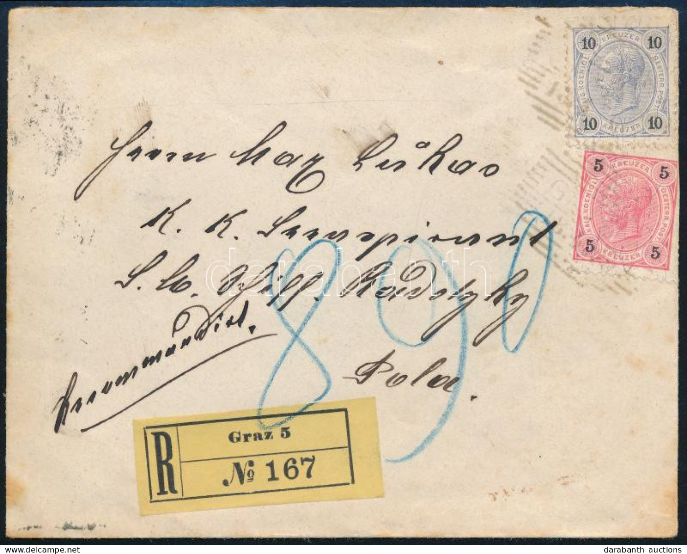 1899 Ajánlott Levél Grazból Az S.M.S. Radetzky Hajóra Küldve / Registered Cover Addressed To Franz Lukas, Seeaspirant, O - Otros & Sin Clasificación