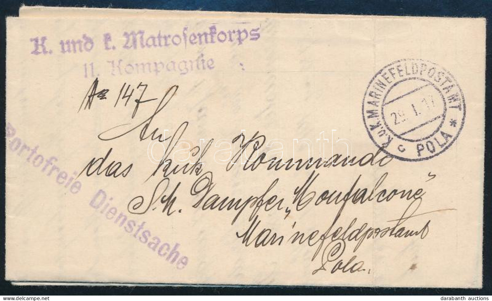 1917 Tábori Posta Levél "K. Und K. Matrosenkorps II. Kompagnie" - Autres & Non Classés