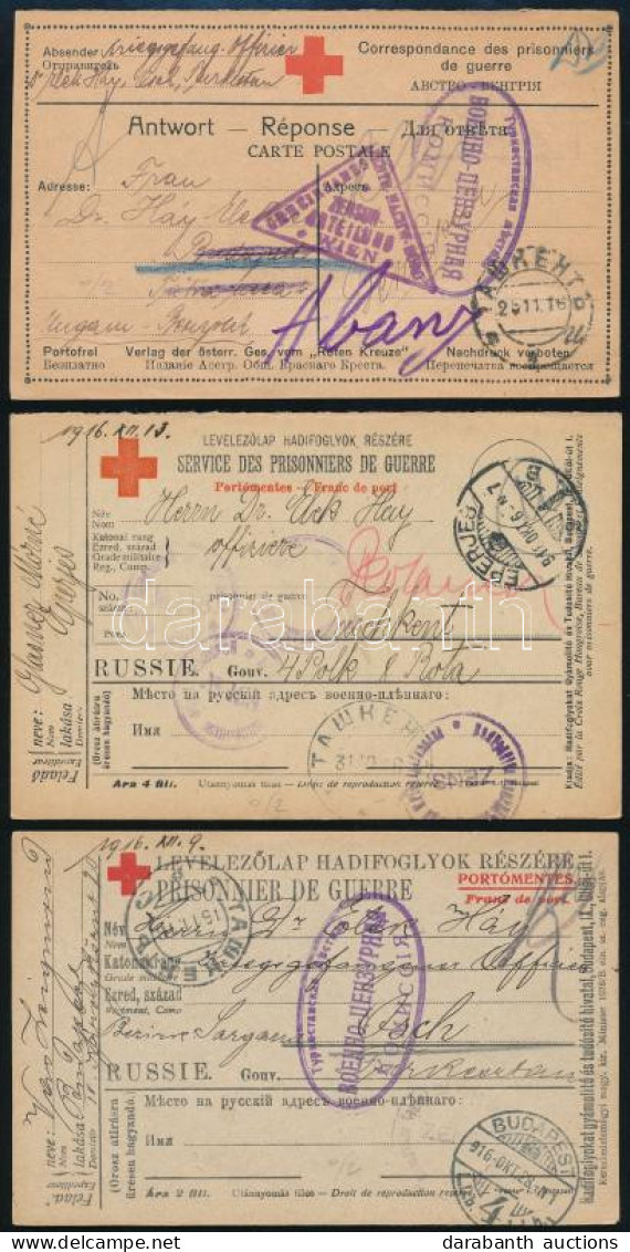 1916 3 Db Orosz Hadifogoly Levelezőlap - Autres & Non Classés
