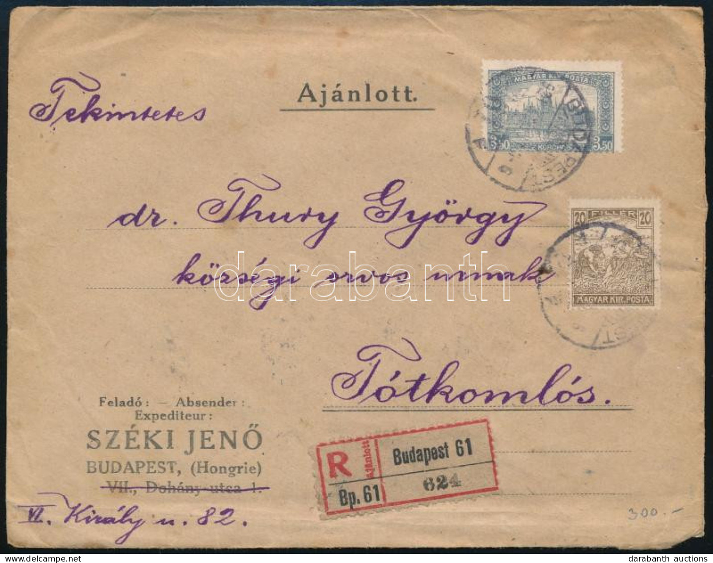 1921 Ajánlott Levél 2 Db Bélyeggel - Sonstige & Ohne Zuordnung