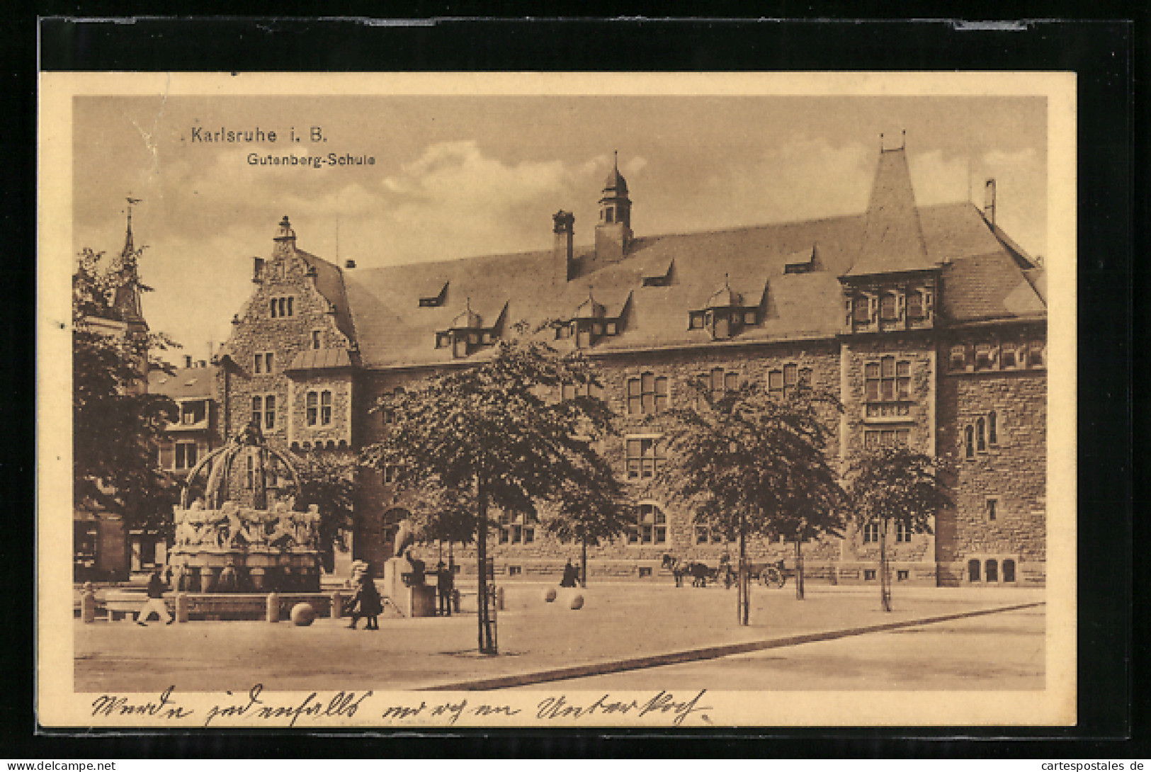 AK Karlsruhe I. B., Gutenberg-Schule  - Karlsruhe