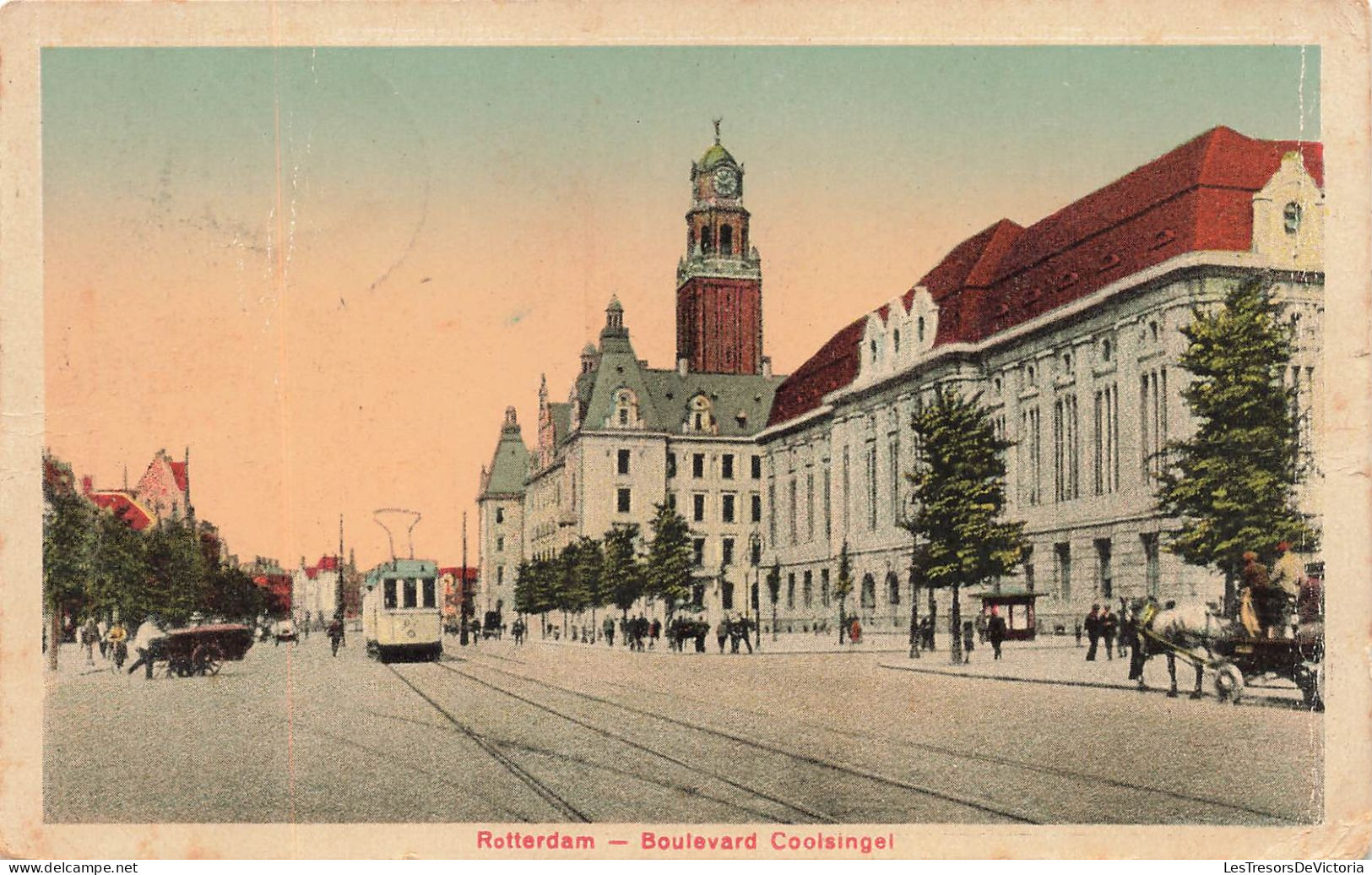 PAYS BAS - Rotterdam - Boulevard Coolsinger  - Animé - Colorisé - Carte Postale Ancienne - Rotterdam