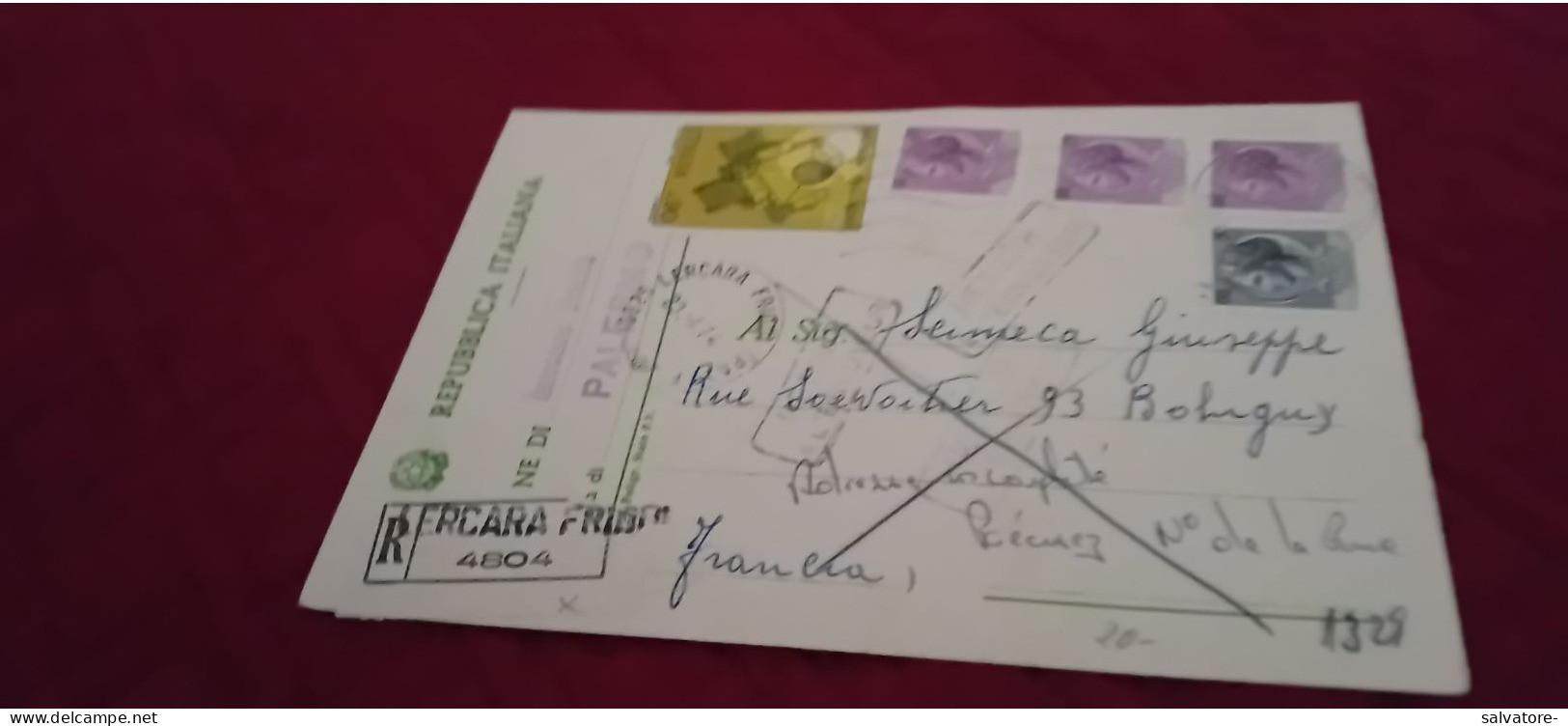 CARTOLINA USATA COME RACCOMANDATA DA LERCARA FRIDDI PER LA FRANCIA-1974 - Entero Postal