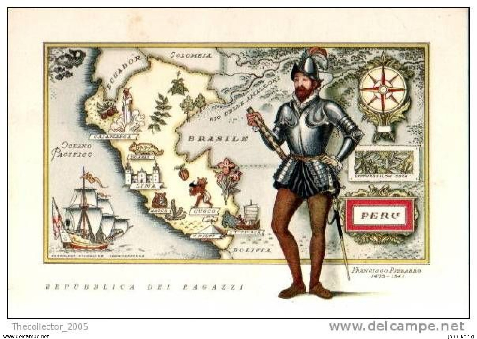 CARTOLINA SERIE - ESPLORATORI DEL MONDO (WORLDWIDE EXPLORERS POSTCARD) - F. PIZZARRO - Missionen