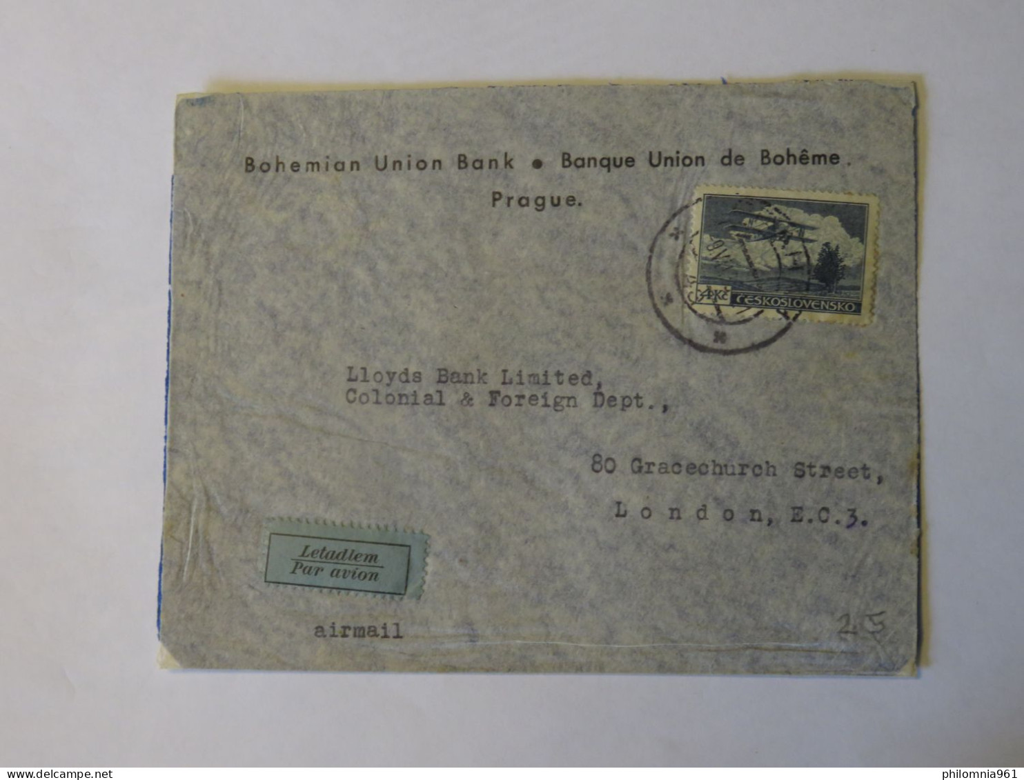 CZECHOSLOVAKIA  AIRMAIL COVER TO GREAT BRITAIN  1938 - Otros & Sin Clasificación