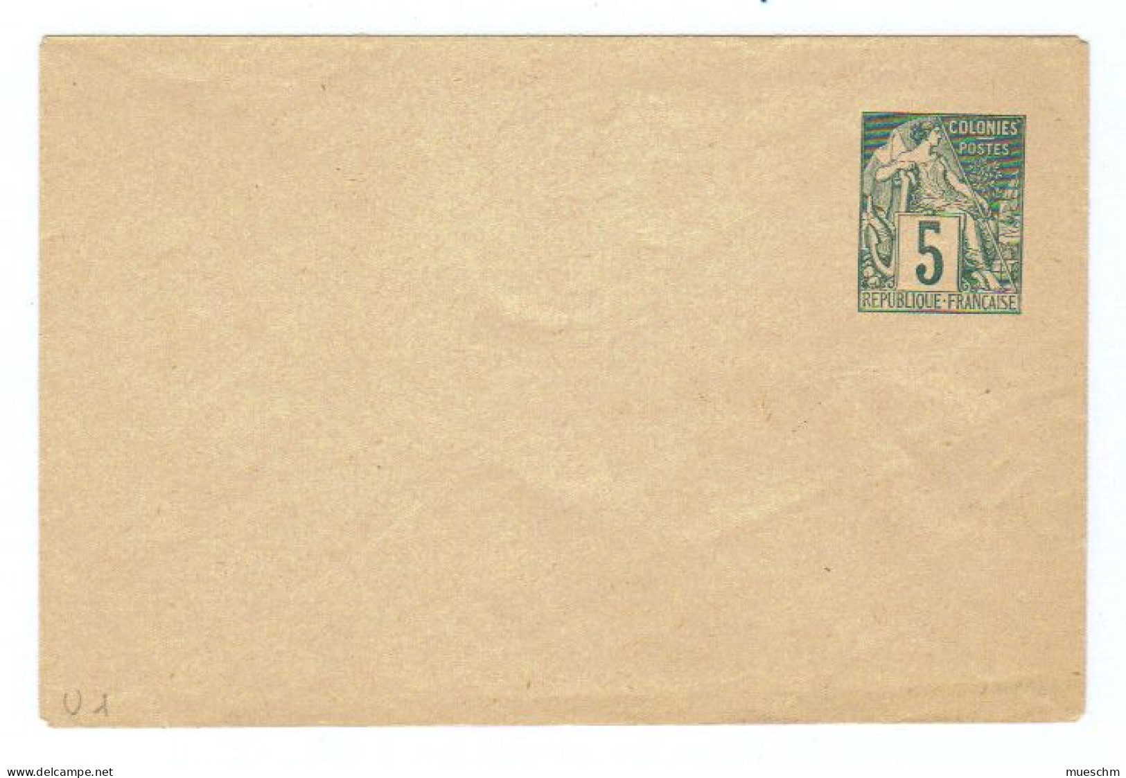 Frankreich/Kolonien, Ca.1900,  Ungebrauchtes Briefkuvert Mit Eingedr. Frankatur "Colonies Postes" (10155W) - Altri & Non Classificati