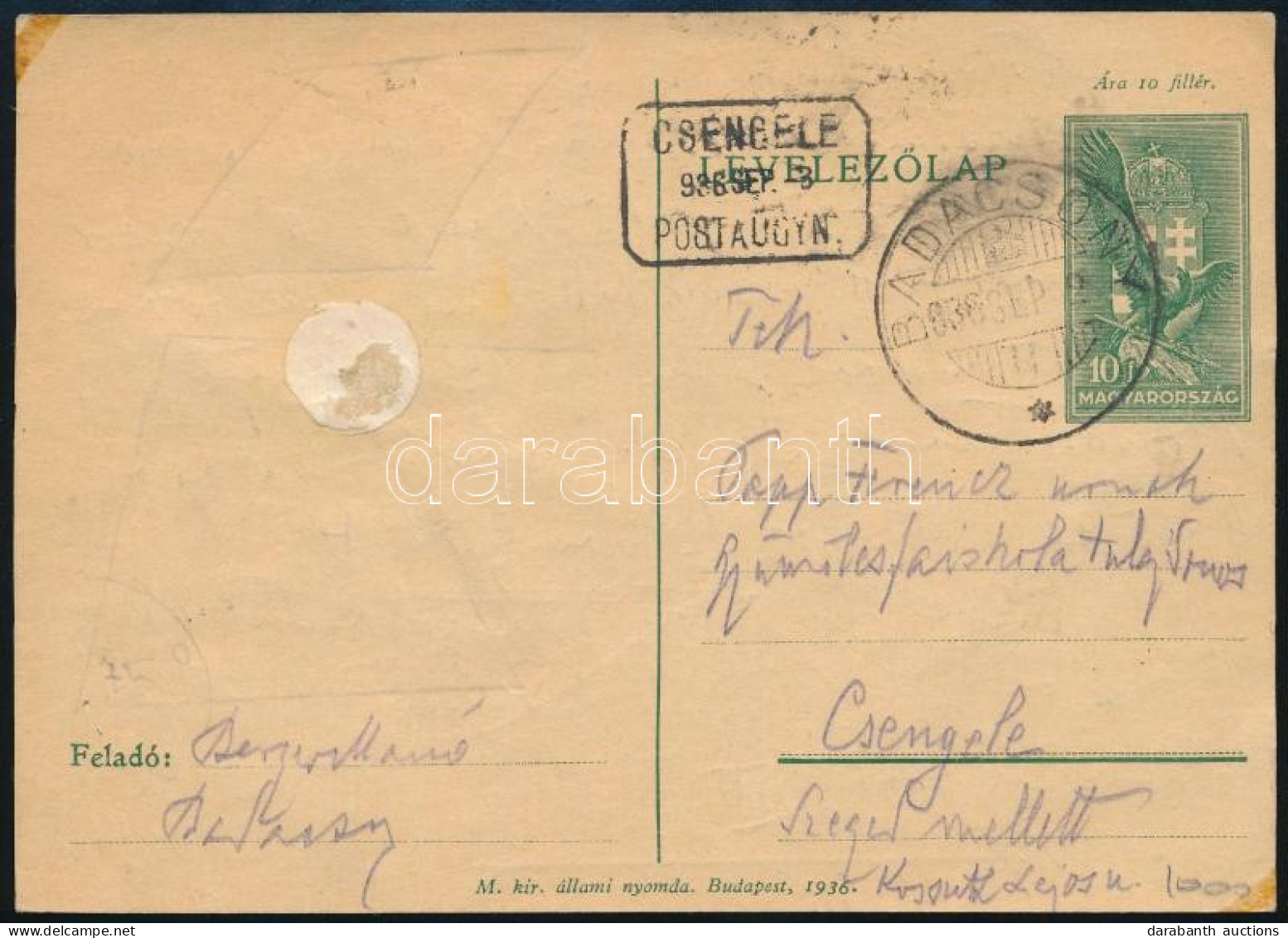 1936 Díjjegyes Levelezőlap "BADACSONY" - "CSENGELE" Postaügynökségi Bélyegzés - Sonstige & Ohne Zuordnung