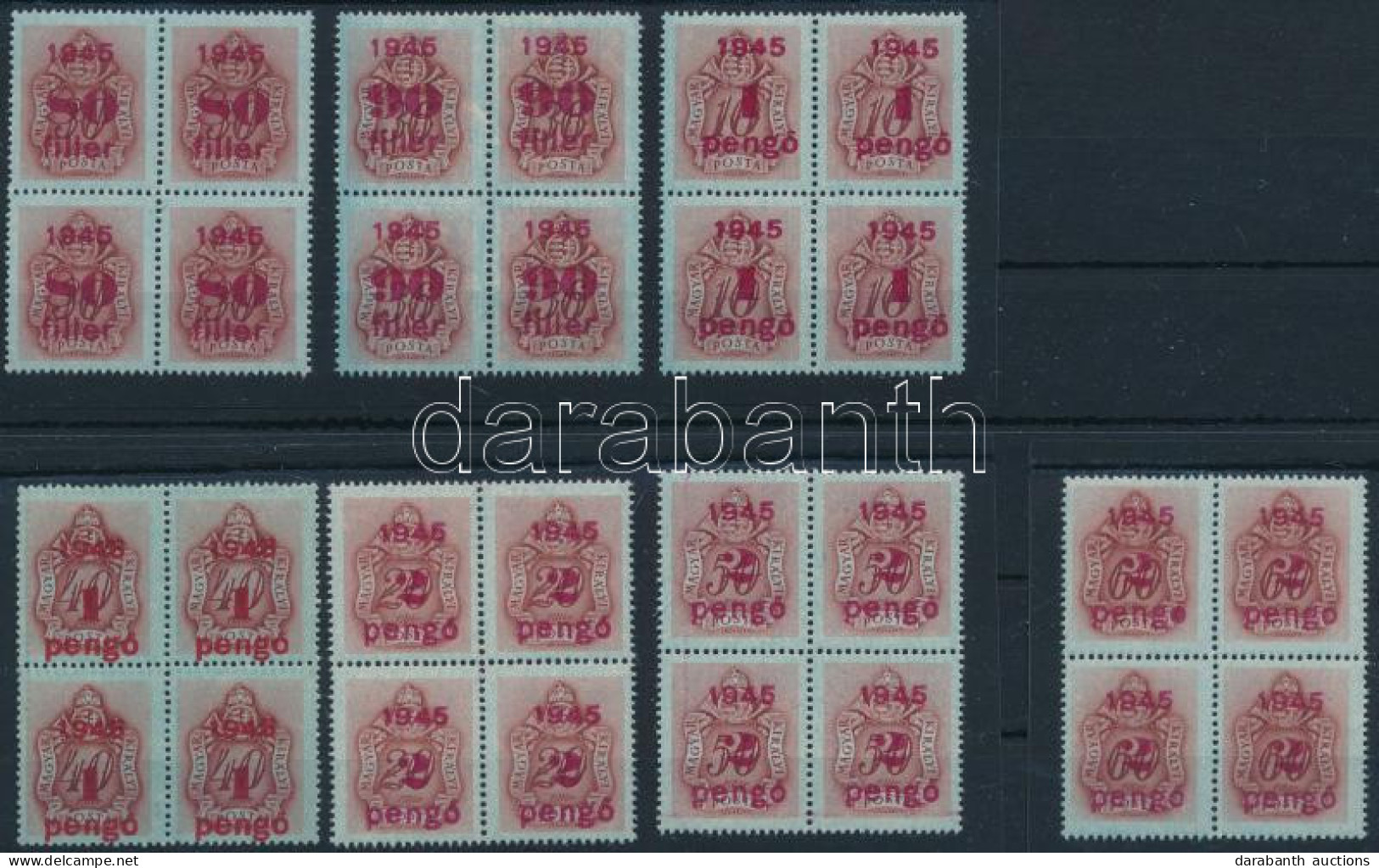 ** 1945 Kisegítő Portó Sor Négyestömbökben / Mi 163-180 Set In Blocks Of 4 - Autres & Non Classés