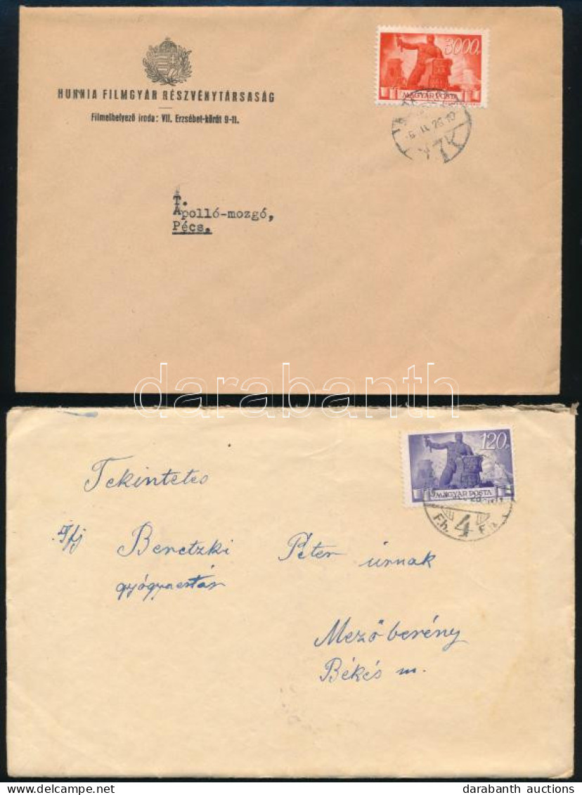 1945-1946 2 Db Levél Az 5. és 7. Díjszabásból, Újjáépítés 120P Ill. 3000P Bérmentesítéssel - Autres & Non Classés