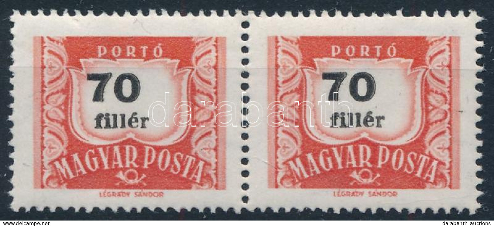 ** 1958 Vörös-fekete Portó 70f Pár Elcsúszott értékjelzéssel - Other & Unclassified