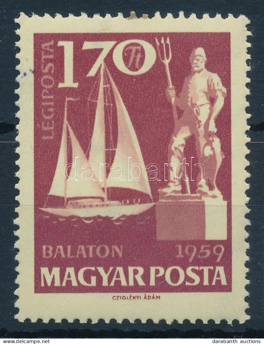 ** 1959 Balaton (I.) 1,70Ft Bélyeg, "a Hal Fején Fehér Folt" Lemezhiba (a Képoldalon Kék Pöttyök / Blue Spots On Print)  - Otros & Sin Clasificación