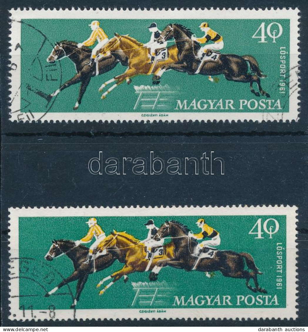 O 1961 Lósport (I.) 40f Elcsúszott Sárga és Barna Színnyomat (a Ló Farka) + Támpéldány - Autres & Non Classés