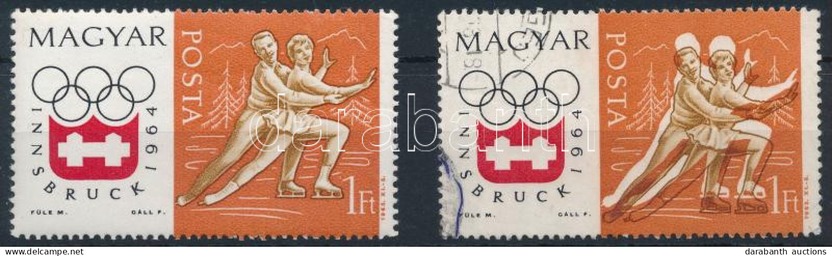 O 1963 Téli Olimpia 1Ft Látványosan Eltolódott Barna Színnyomattal (jégtáncosok) + Támpéldány - Otros & Sin Clasificación