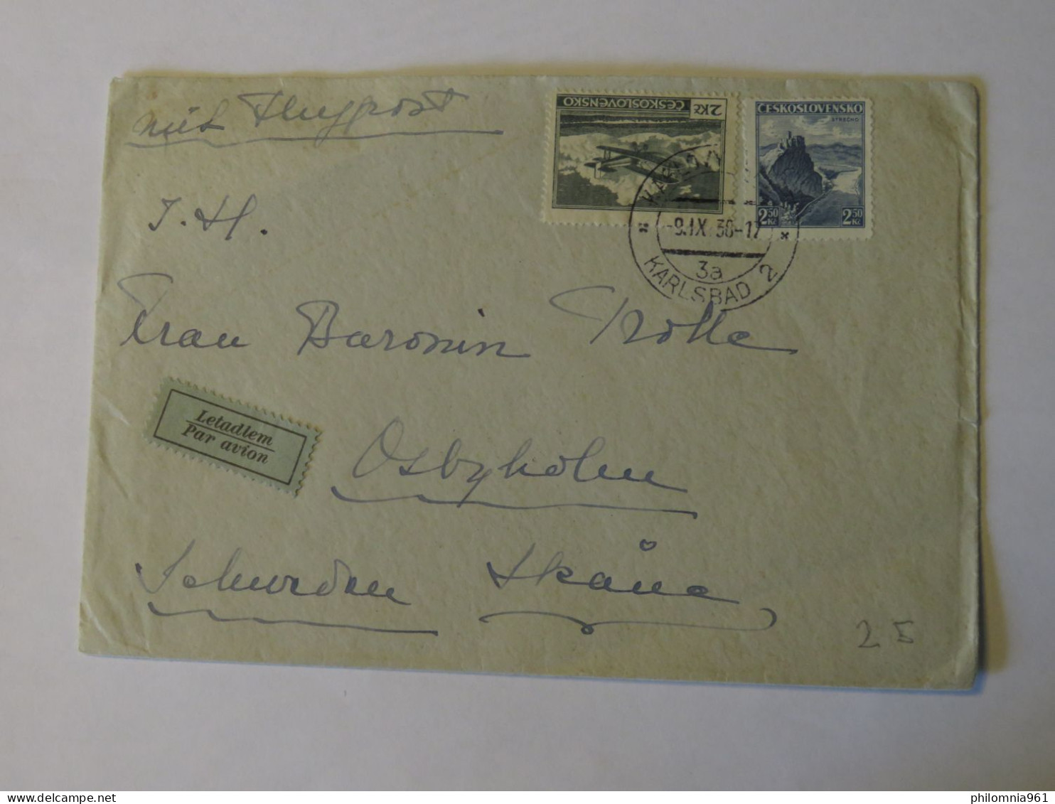 CZECHOSLOVAKIA  AIRMAIL COVER TO UKRAINE 1938 - Otros & Sin Clasificación