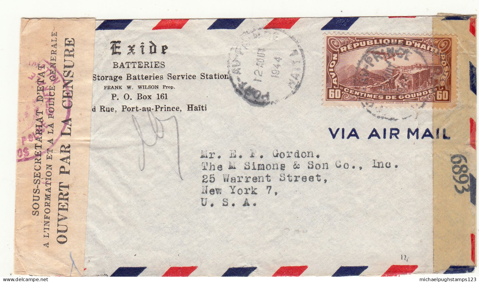 Haiti / Airmail / Censorship / U.S. - Haití