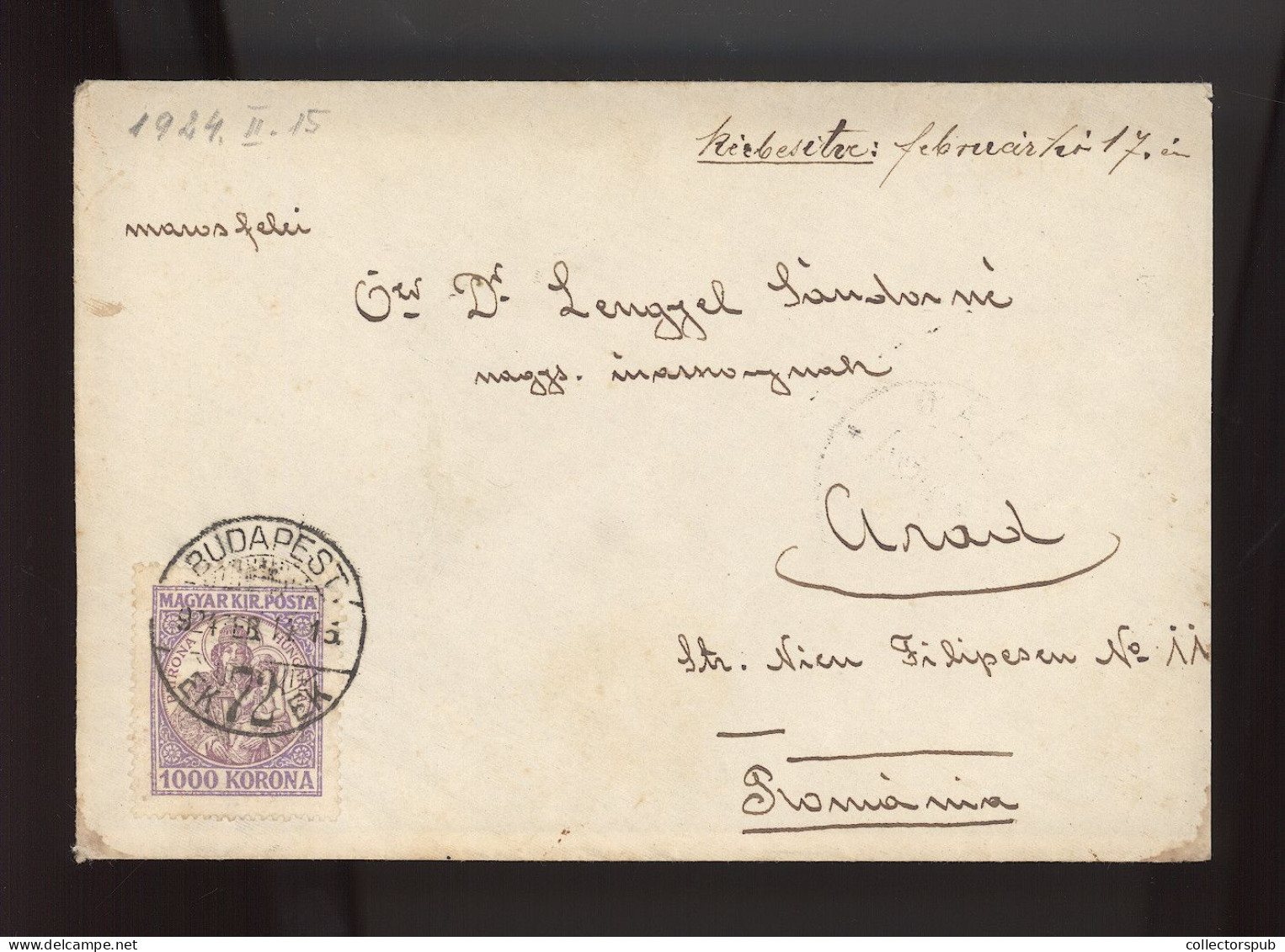 BUDAPEST  Cover With Madonna 1000K Inflation Franking To Romania - Lettres & Documents