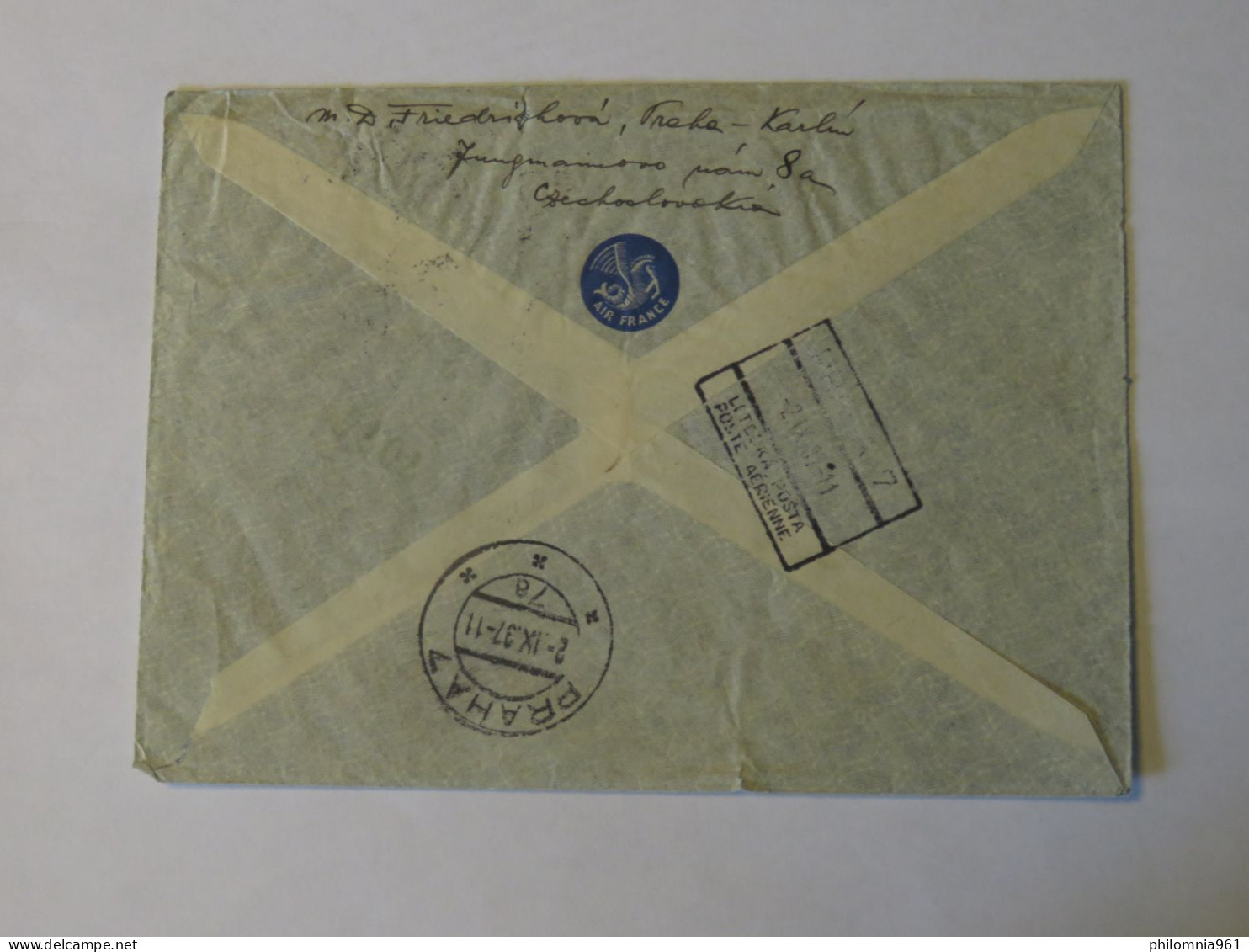 CZECHOSLOVAKIA  AIRMAIL COVER TO UNITED STATES 1937 - Autres & Non Classés