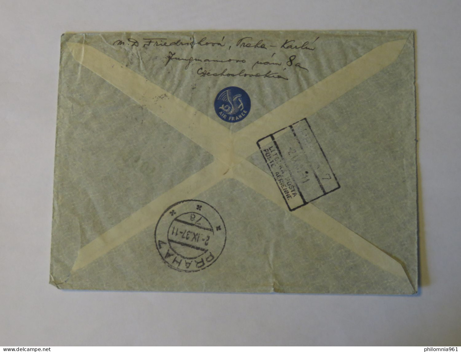 CZECHOSLOVAKIA  AIRMAIL COVER TO UNITED STATES 1937 - Andere & Zonder Classificatie