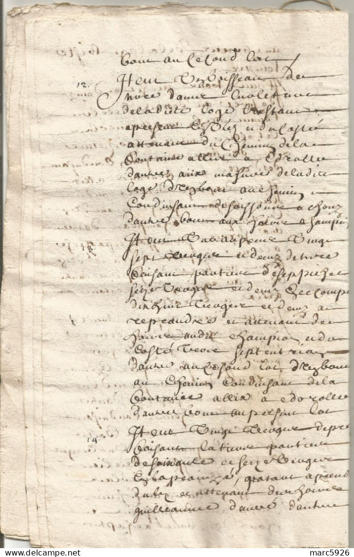 N°1970 ANCIENNE LETTRE PAR DEVANT LES NOTAIRES ROYAUX TERRAIN DE LA LOGE SAUVAGE DATE 1663