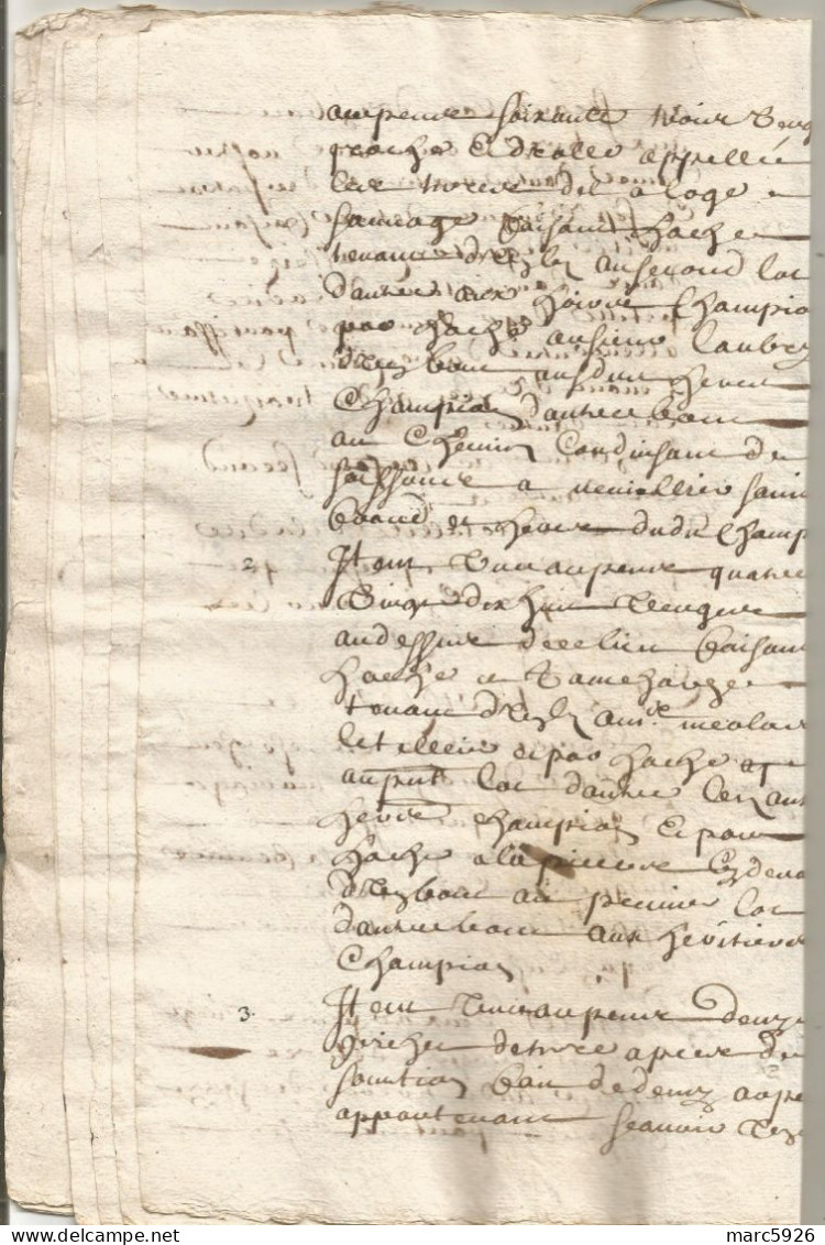 N°1970 ANCIENNE LETTRE PAR DEVANT LES NOTAIRES ROYAUX TERRAIN DE LA LOGE SAUVAGE DATE 1663