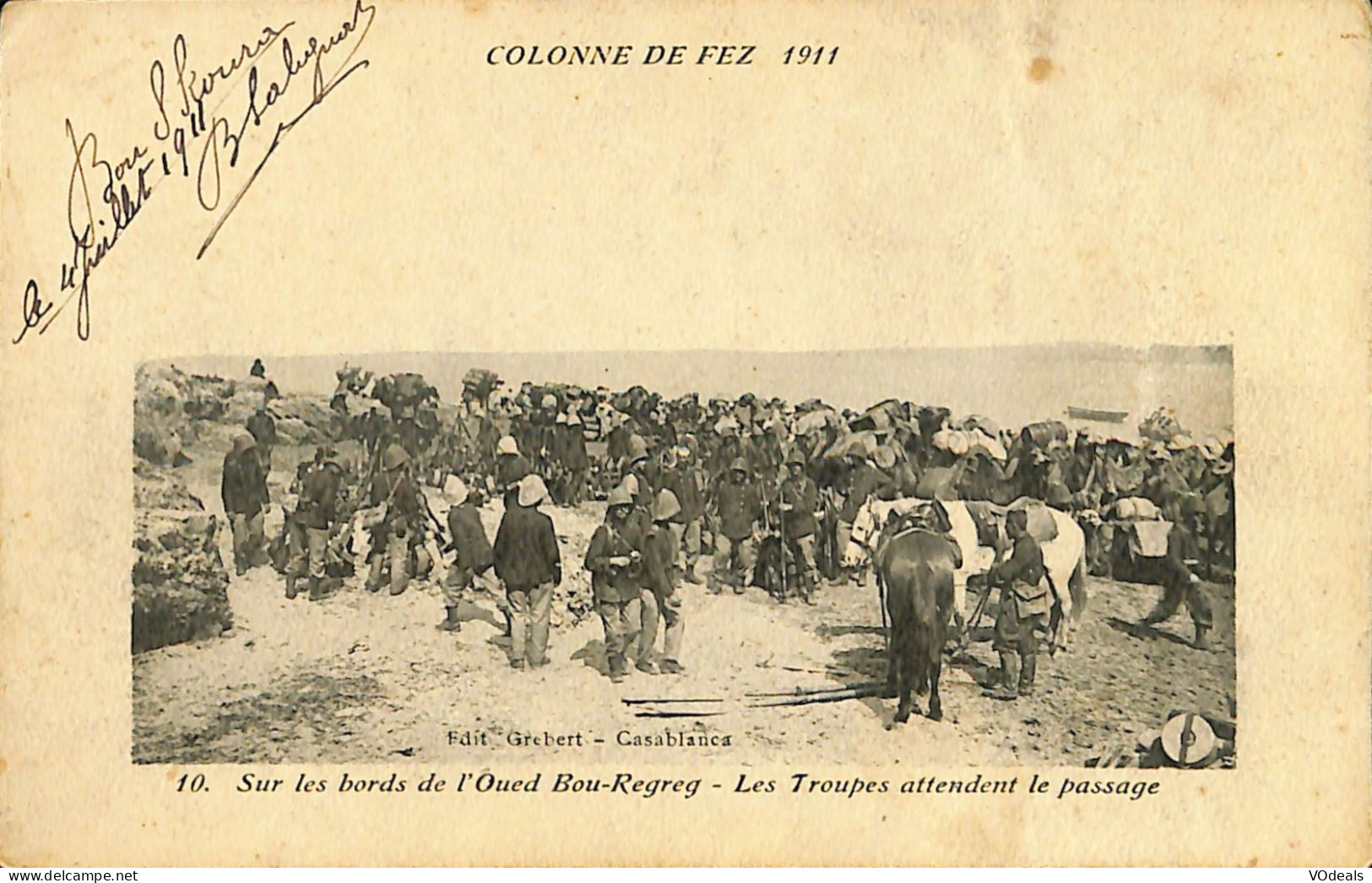 Thème - Militaria - Militaire -  Colonne De Fez 1911 - Sur Les Bords De L'Ouest Bou-Regreg - Les Troupes Attendent - Manovre