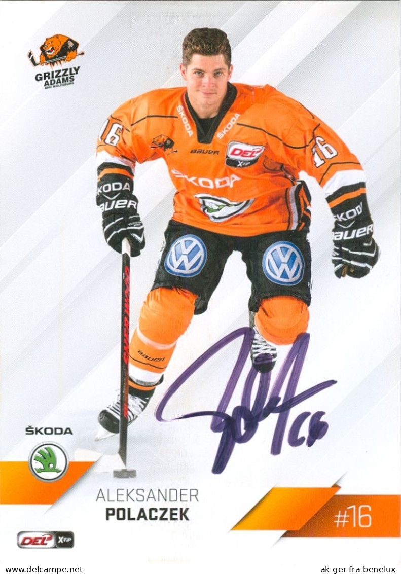 Autogramm Eishockey AK Aleksander Polaczek Grizzly Adams Wolfsburg 14-15 Grizzlys Augsburger Panther ERC Ingolstadt NIT - Wintersport