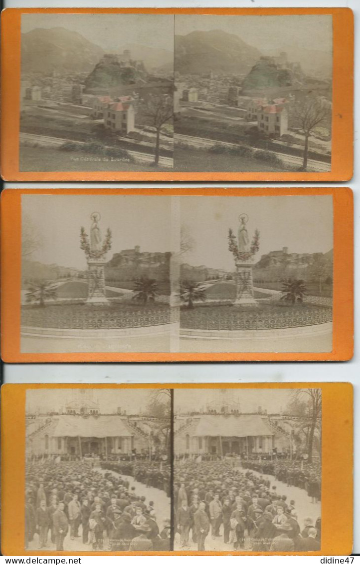 PHOTOS STÉRÉOSCOPIQUES - LOURDES - Lot De 3 Vues - Stereo-Photographie