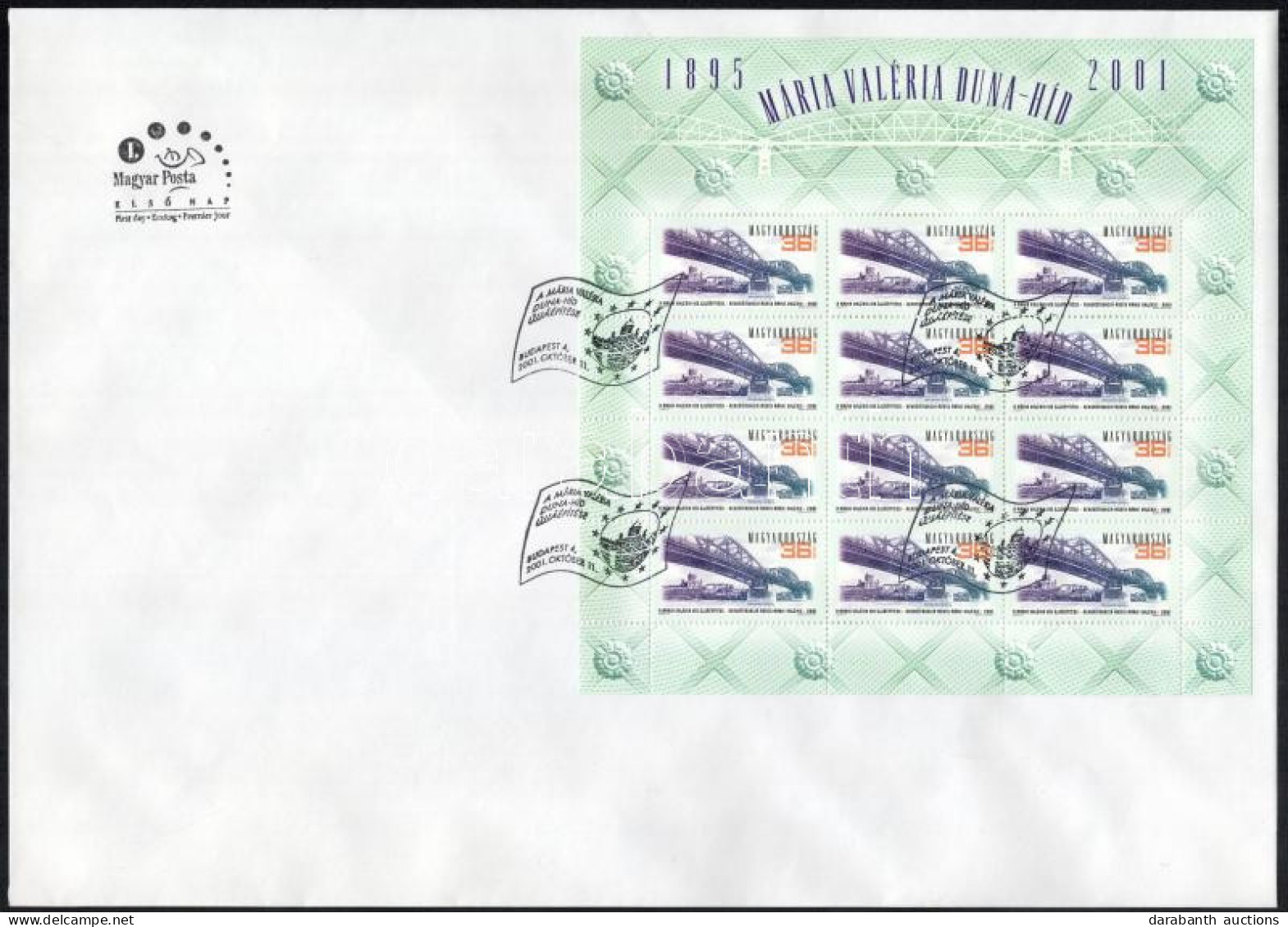 2001 A Mária Valéria Duna-híd újjáépítése Teljes ív FDC-n - Other & Unclassified