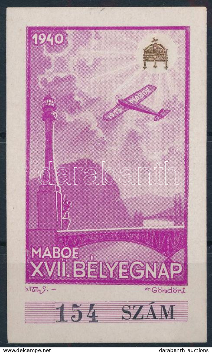 * 1940 MABOE Emlékív Arany Koronával / Souvenir Sheet - Other & Unclassified